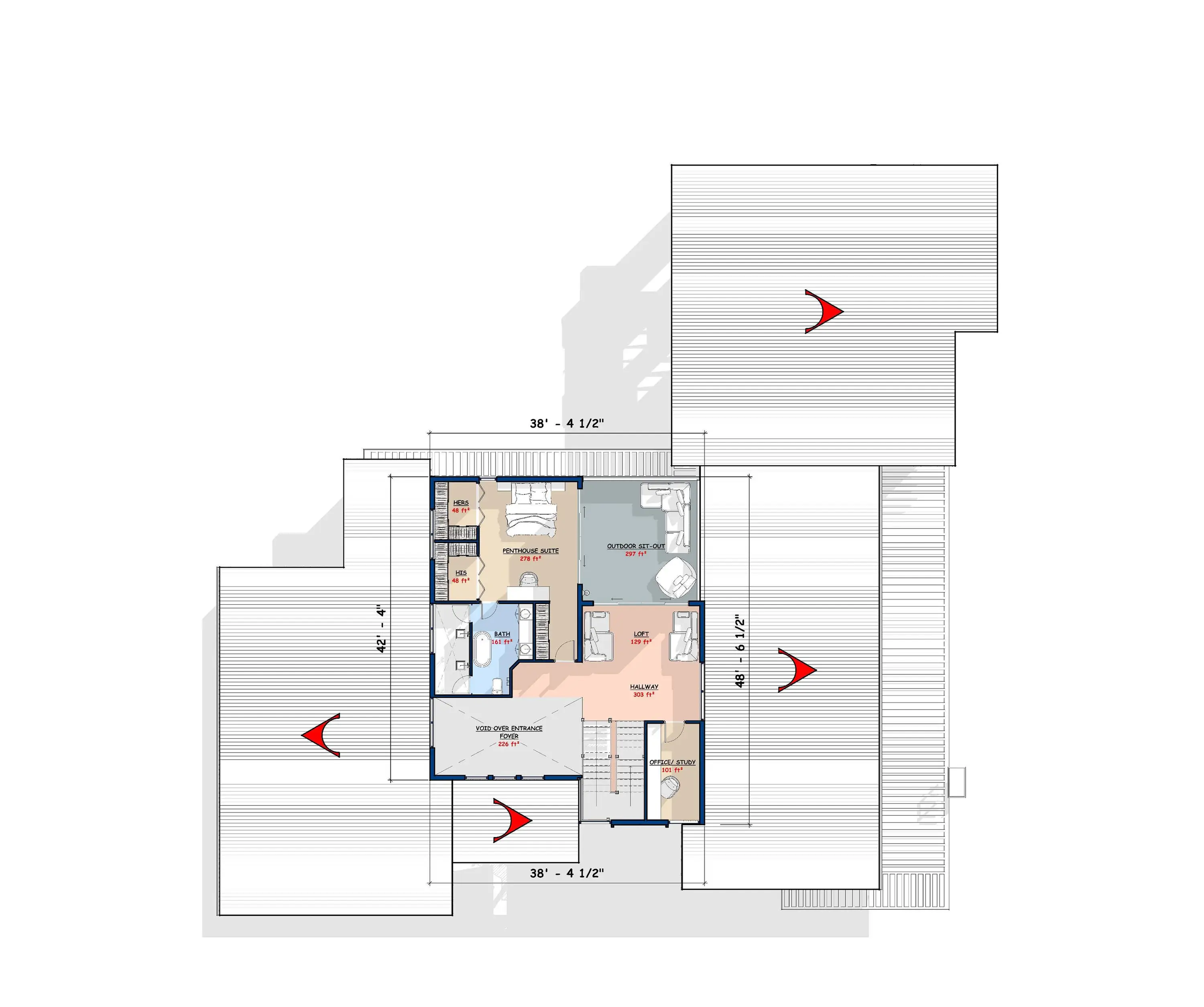 Modern Pool Home - 2nd Floor Plan